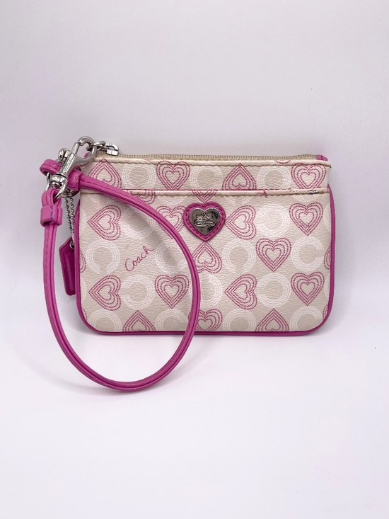 Coach Handbags - Coach Pink Hearts Wallet/Wristlet